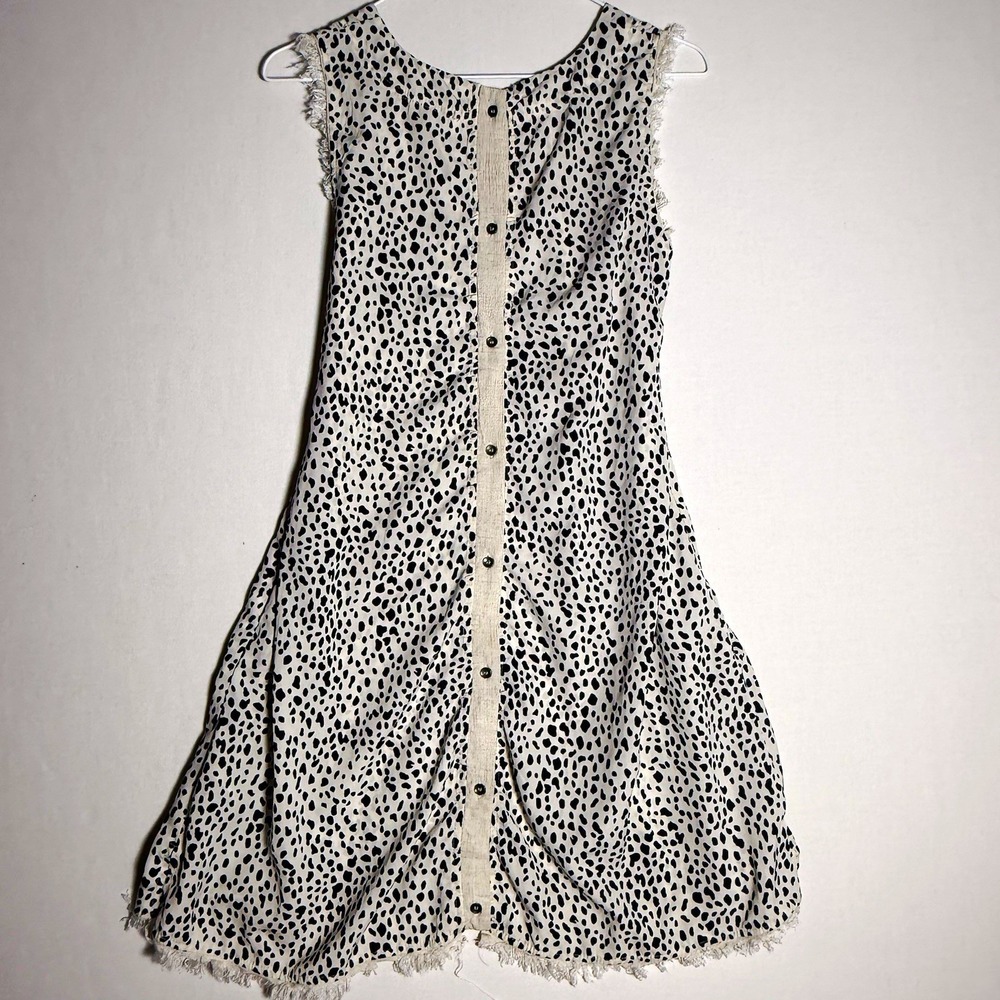 Umgee Leopard Animal Print Button Front Linen Shift Dress M